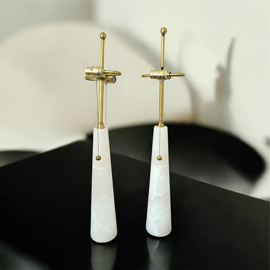 Pair of Alabaster Mid Century Table Lamps HR13