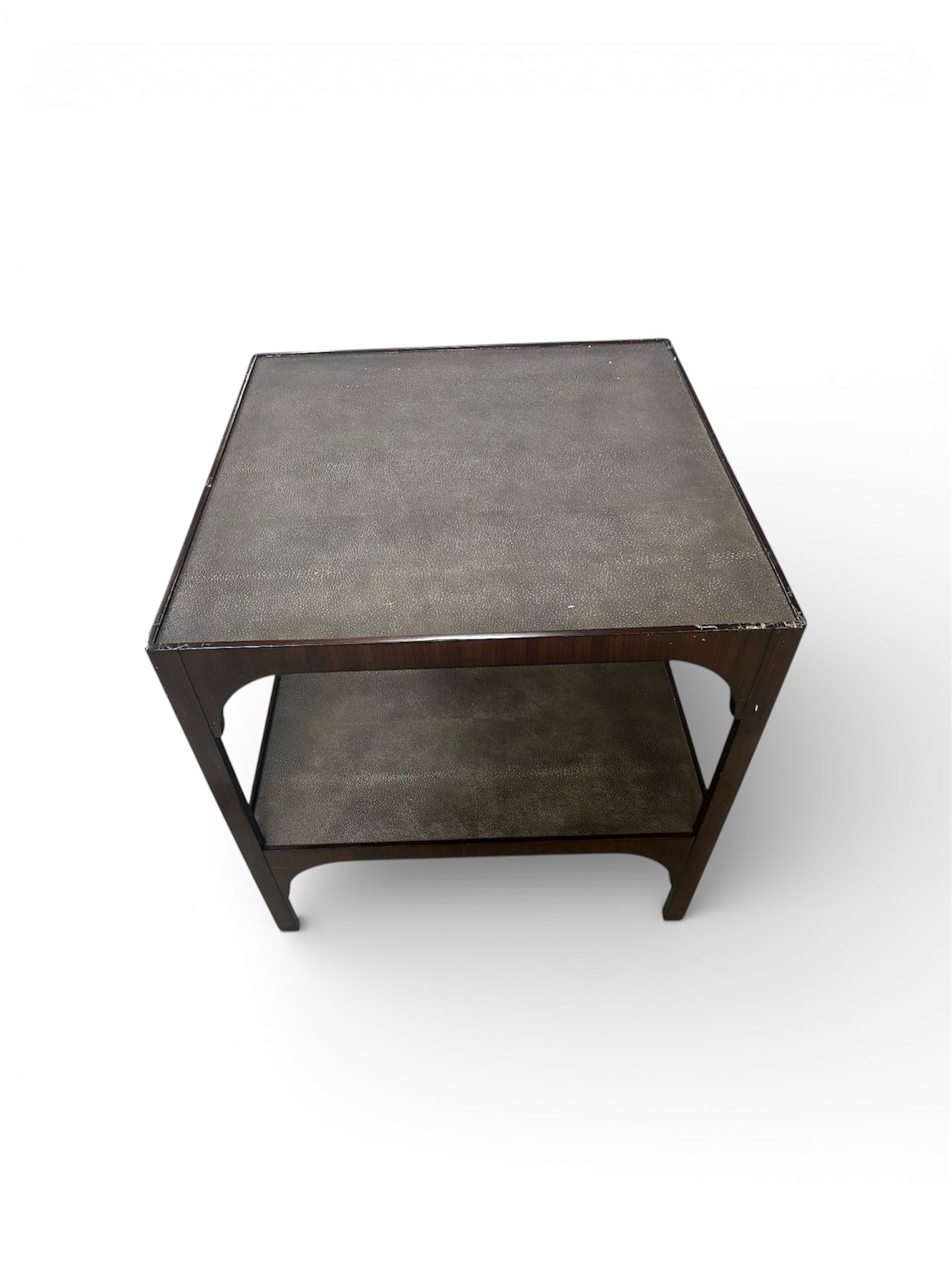 Savoye Solid Wood End Table w Faux Leather Top & Storage FFE-1186