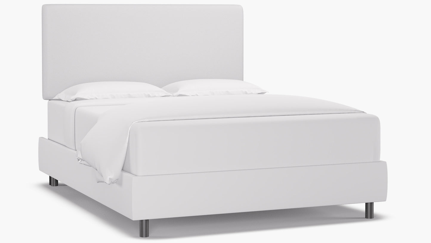 Square Back Adjustable Queen Bed Headboard White Twill FFE-1368
