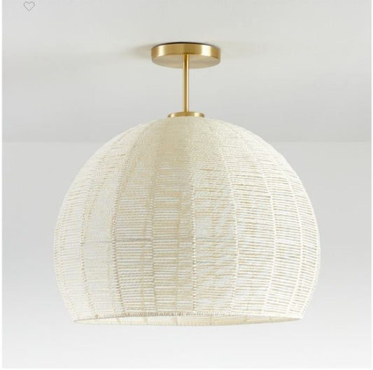 Crate and Barrel Ivory Woven Rope Flushmount Ceiling Light FFE258-550