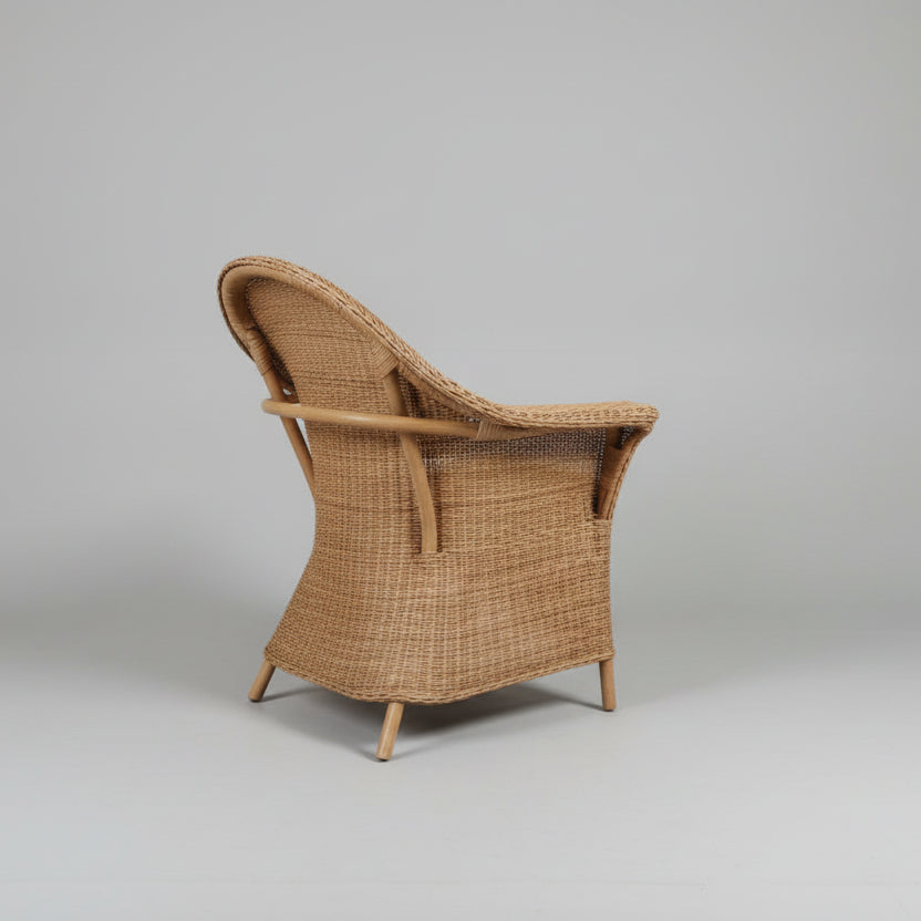 Handwoven Wicker Chair with Woven Beige Cushion  MJS - 1