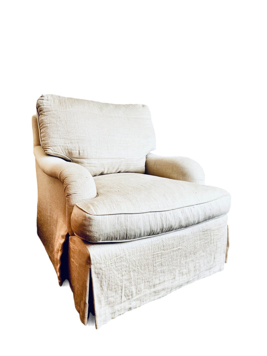 Natural Herringbone Weave Natural Linen Arm Chair MJS187-2
