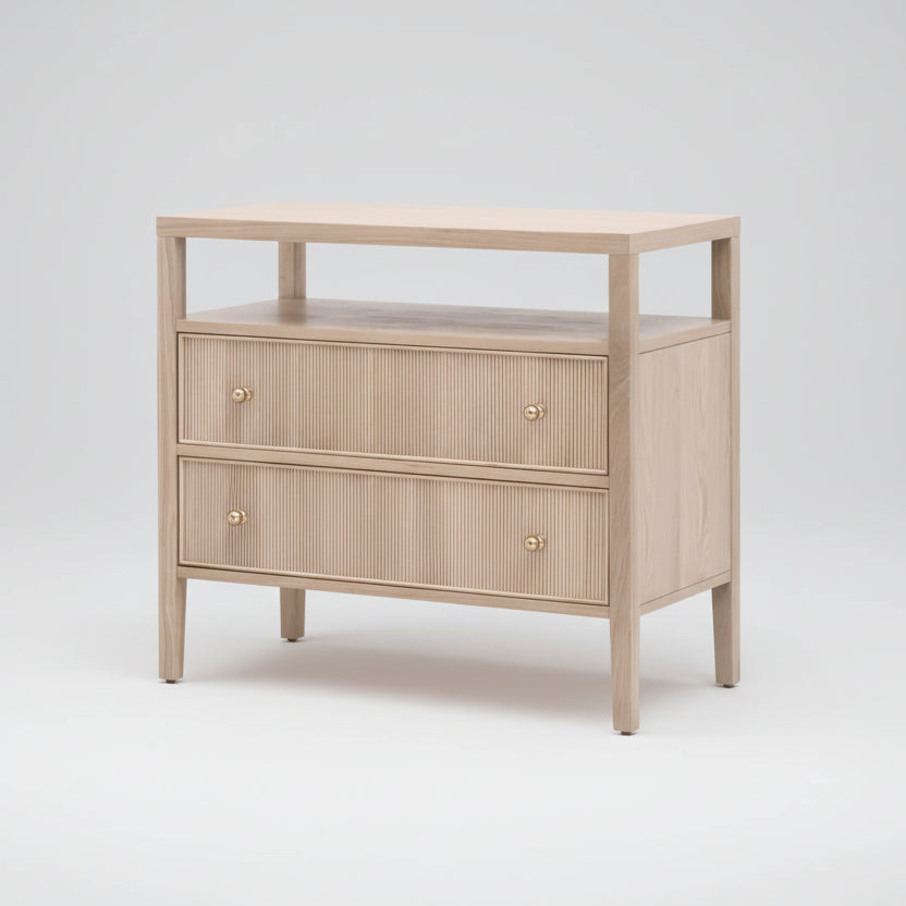 Essentials for Living Bronze Bay Natural Oak Highland Open Shelf 2-Drawer Nightstand FFE-1268