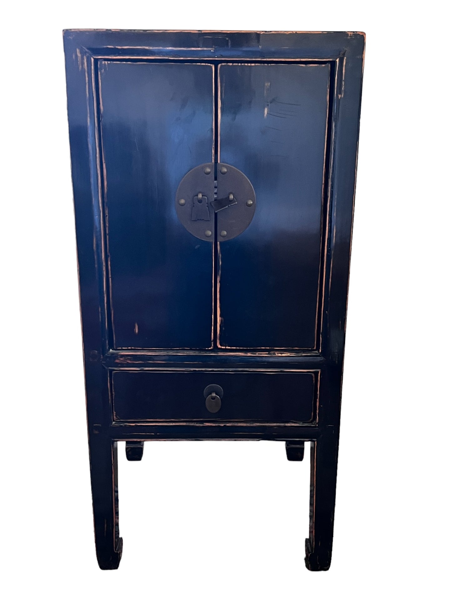 Pair of Black Lacquer Chinese Wedding Armoire Cabinets JB240-17