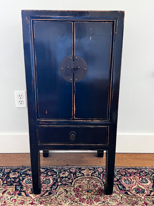 Pair of Black Lacquer Chinese Wedding Armoire Cabinets JB240-17