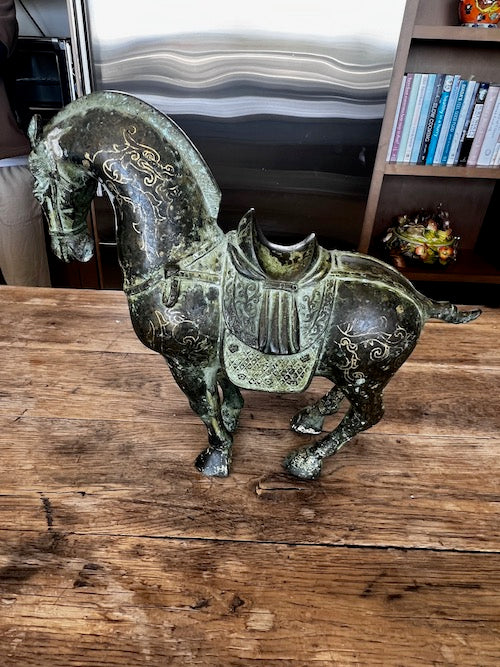 Vintage Chinese Bronze Patina Metal Horse Statue Sculpture MB239-33