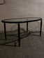 Glass Oval Coffee Table w/Black Metal Base LC243-6