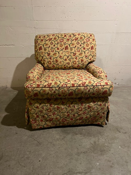 Yellow Floral Vine Upholstered Deep Seated Arm Accent Chair LC243-11