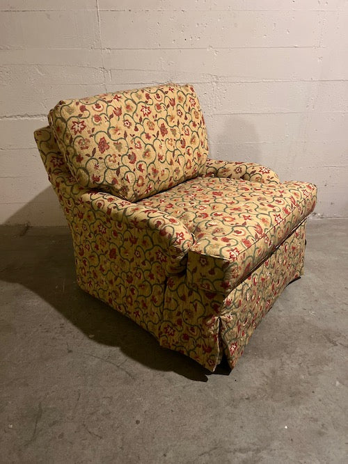 Yellow Floral Vine Upholstered Deep Seated Arm Accent Chair LC243-11