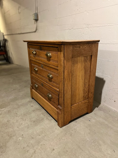 Antique Vintage 3 Drawer Wood Dresser w/Brass Bin Pulls LC243-12