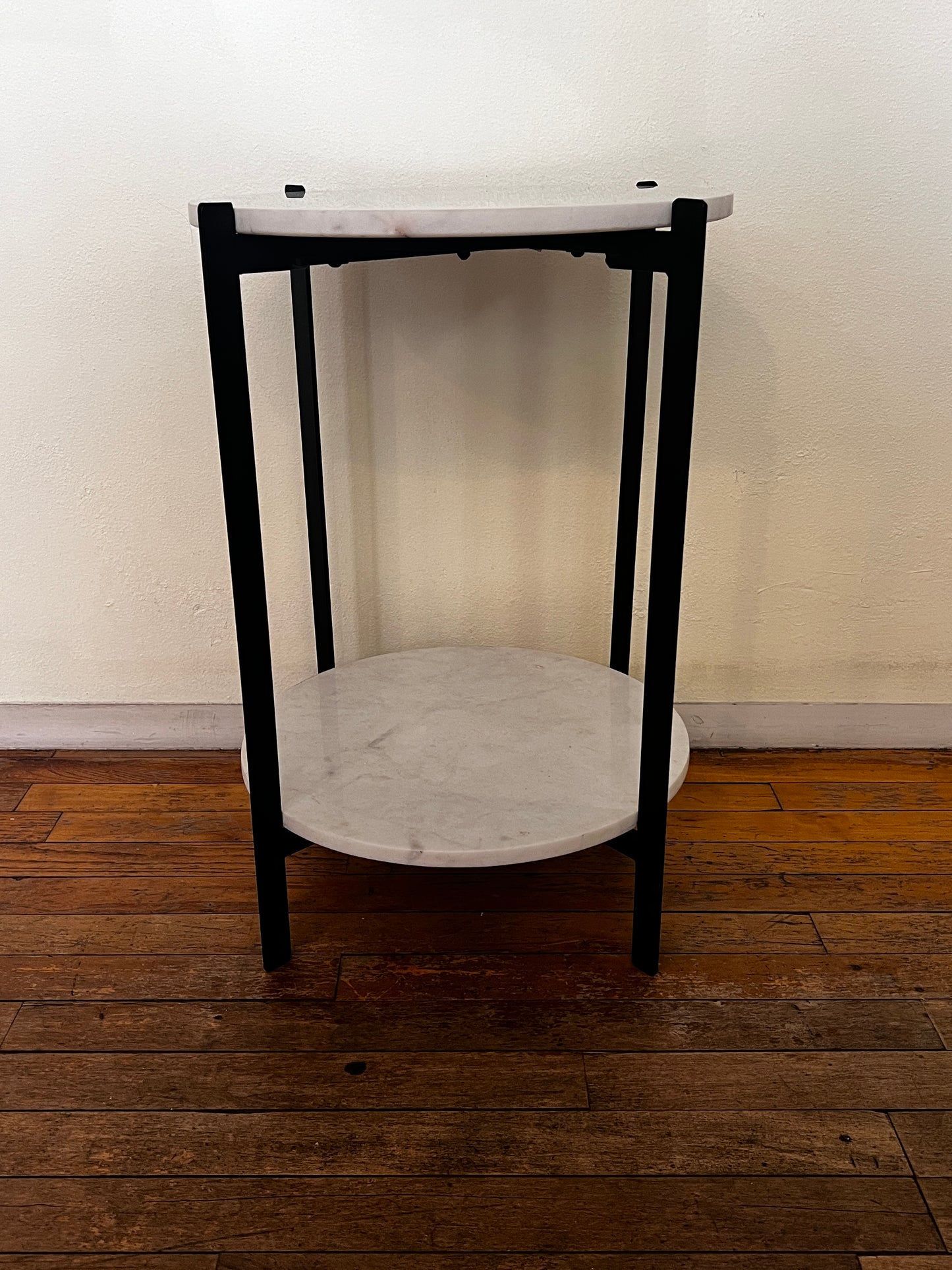 All Modern Blanche Round Iron and Marble End Table w Lower Shelf  AT257-7