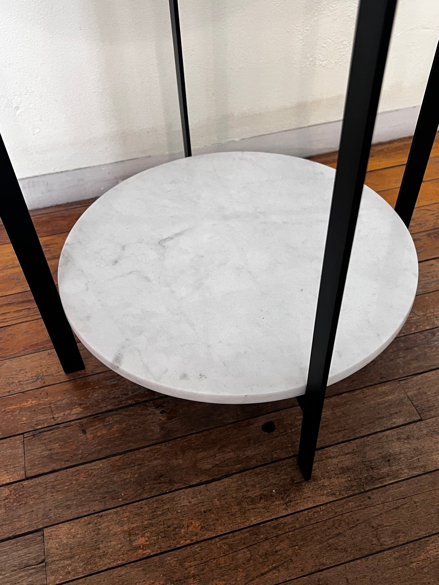 All Modern Blanche Round Iron and Marble End Table w Lower Shelf  AT257-7