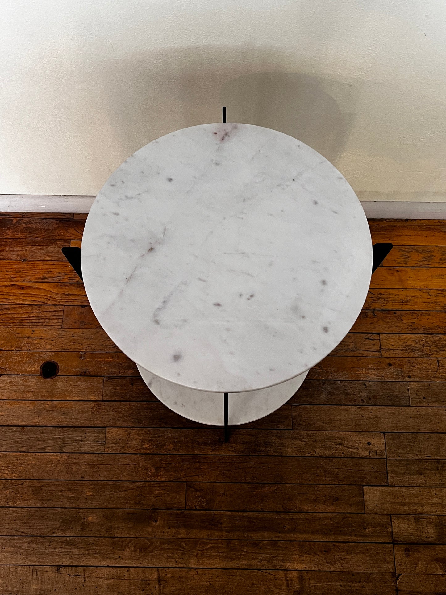 All Modern Blanche Round Iron and Marble End Table w Lower Shelf  AT257-7