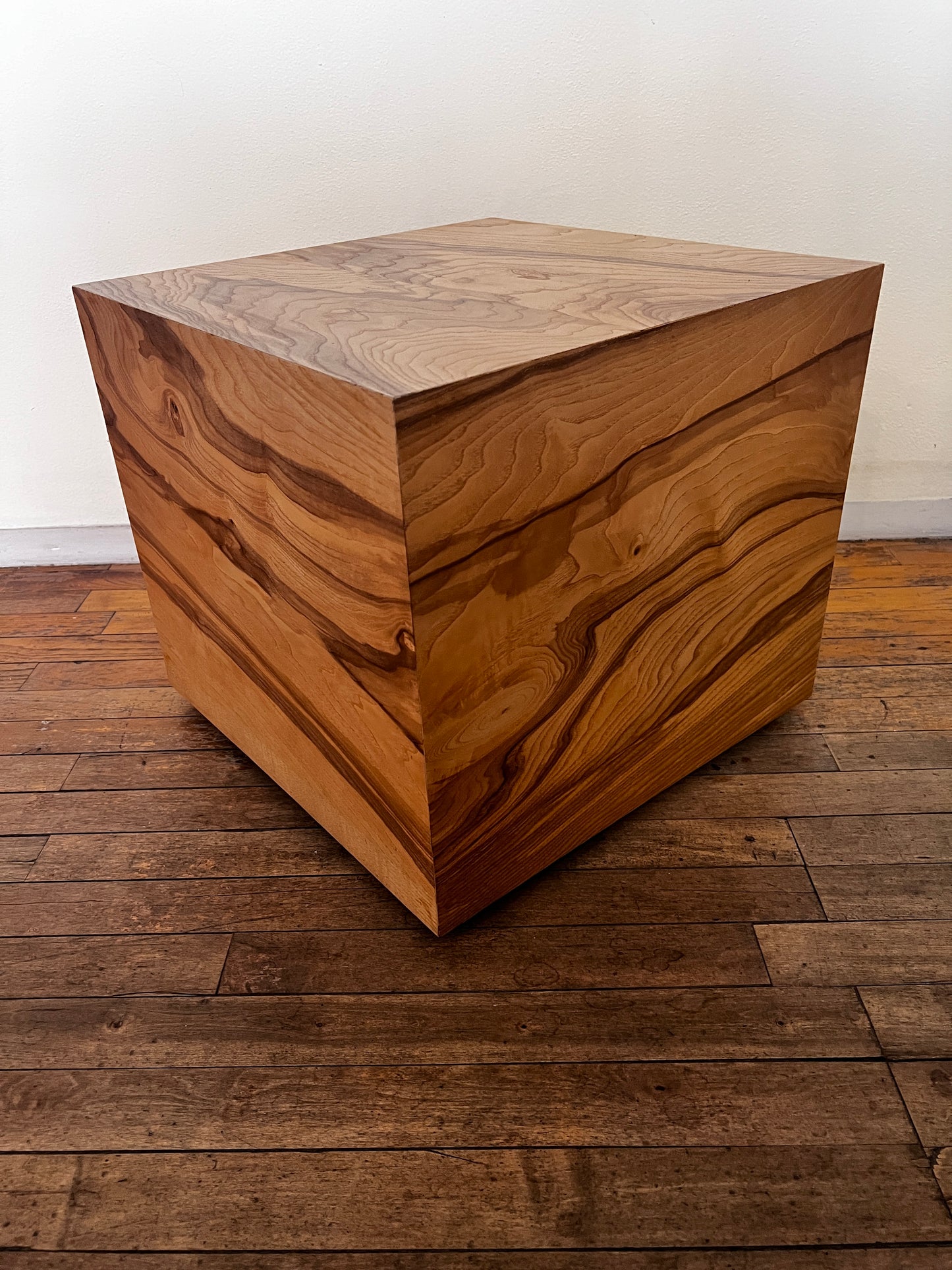 Moes Wood Block Square Burlwood Nash Side Table AT257-9