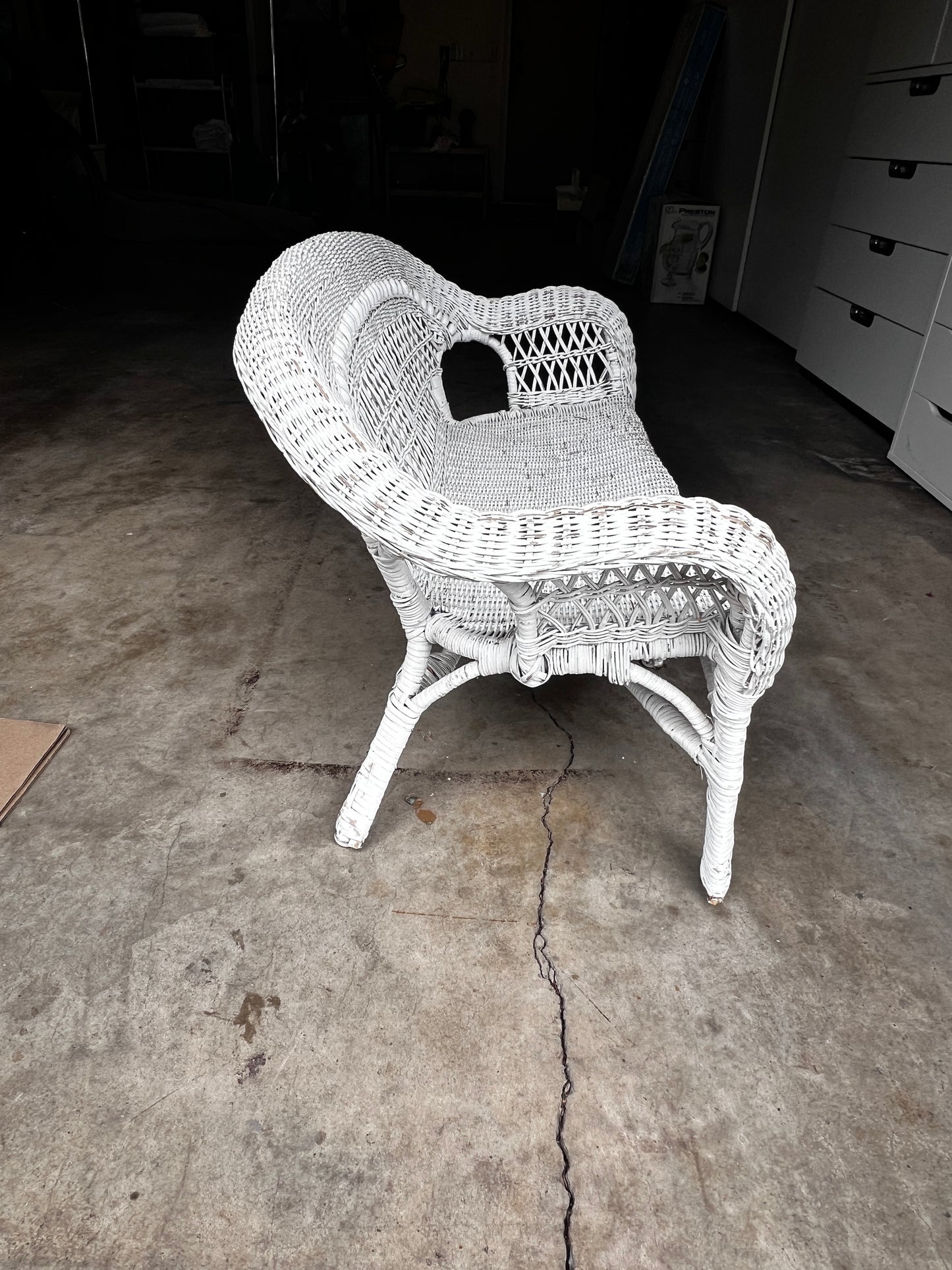 Childrens White Wicker 2 Seater Bench WM249-1