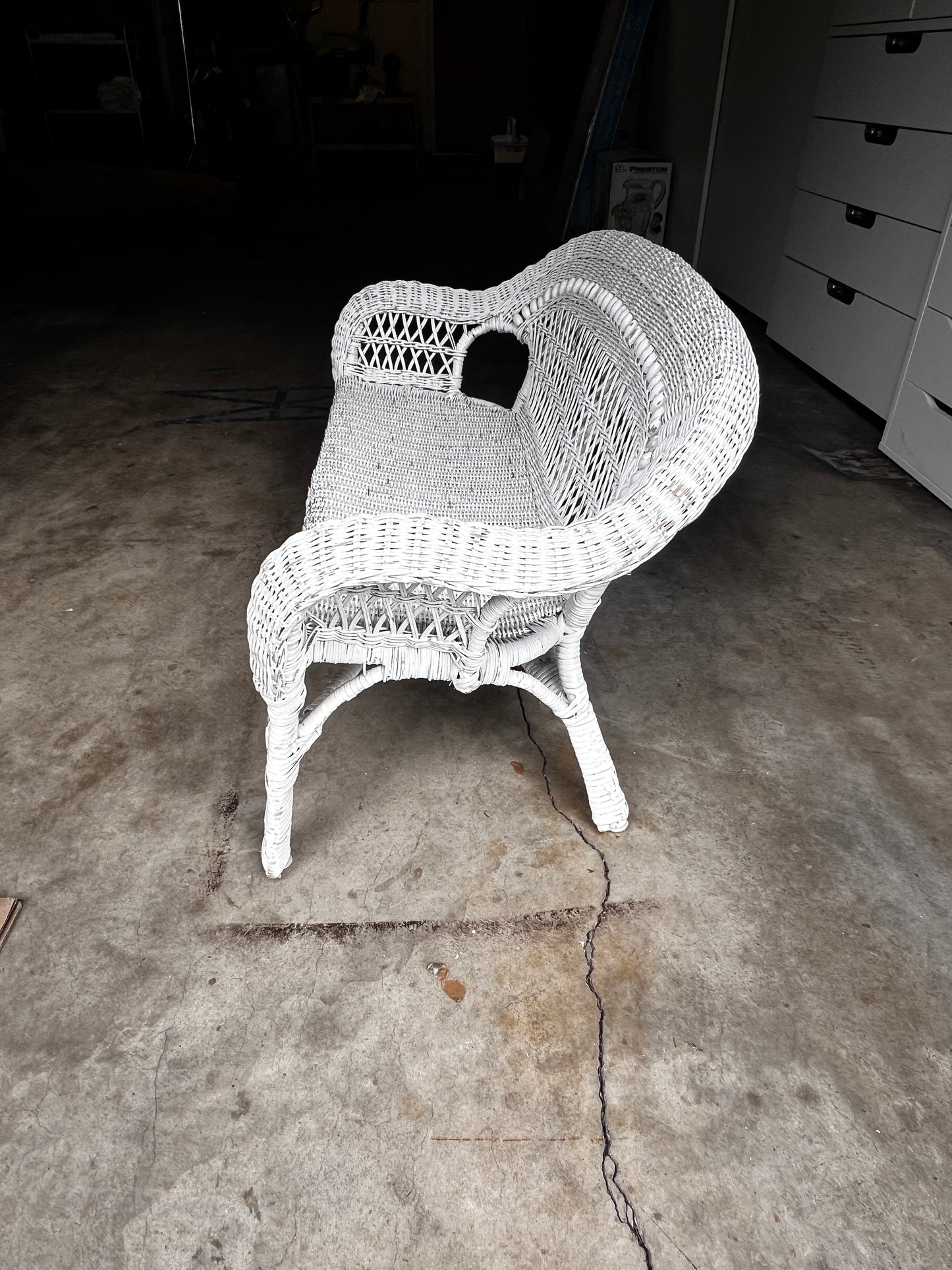 Childrens White Wicker 2 Seater Bench WM249-1