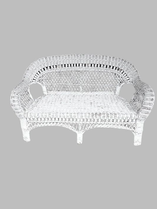 Childrens White Wicker 2 Seater Bench WM249-1