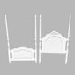 White Twin Wood Carved Headboard and Footboard Bed WM249-4