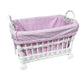 Pottery Barn Kids White Wicker Doll Crib w/Pink Gingham WM249-5