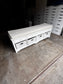 White Storage Bench with Drawers & Cubbies w/Baskets & Top Cushion WM249-10