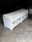 White Storage Bench with Drawers & Cubbies w/Baskets & Top Cushion WM249-10