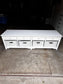 White Storage Bench with Drawers & Cubbies w/Baskets & Top Cushion WM249-10