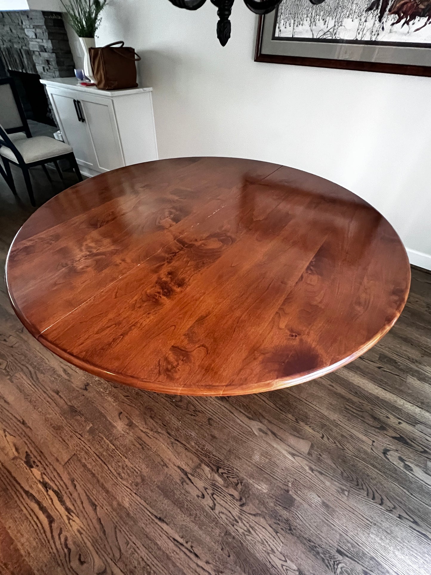 Round Extending Wood Pedestal Dining Table TR260-1