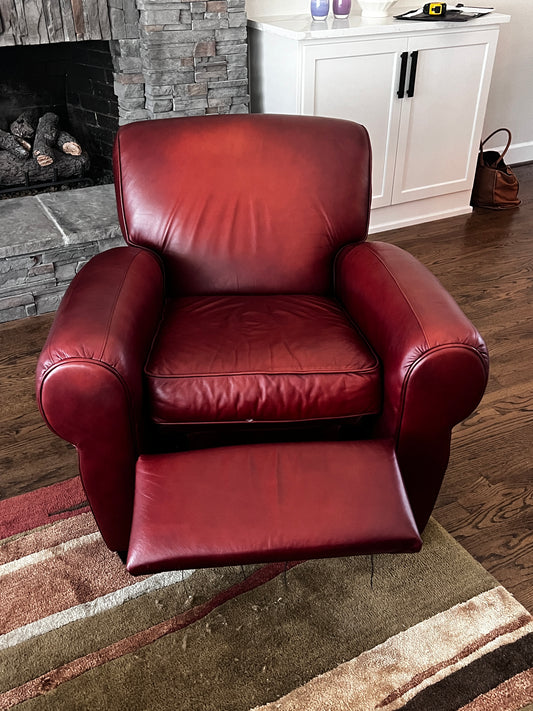 Burgundy Leather Recliner Club Chair TR260-3