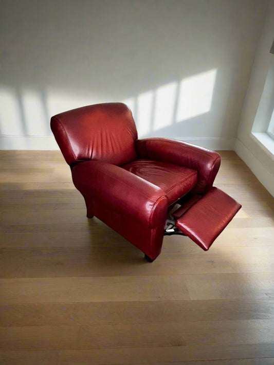 Burgundy Leather Recliner Club Chair TR260-3