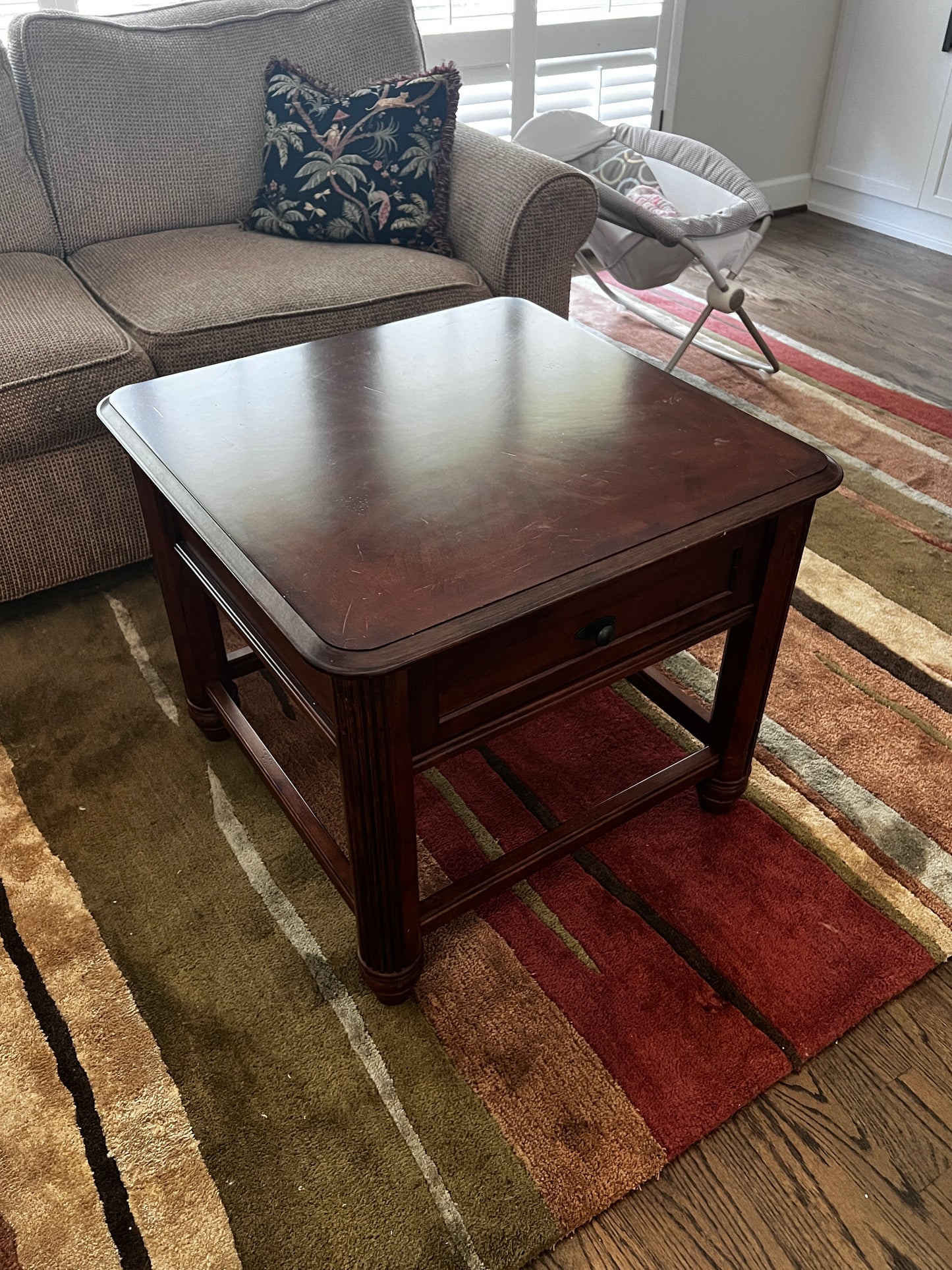 Single Drawer Square Wood Side Table Nightstand TR260-4