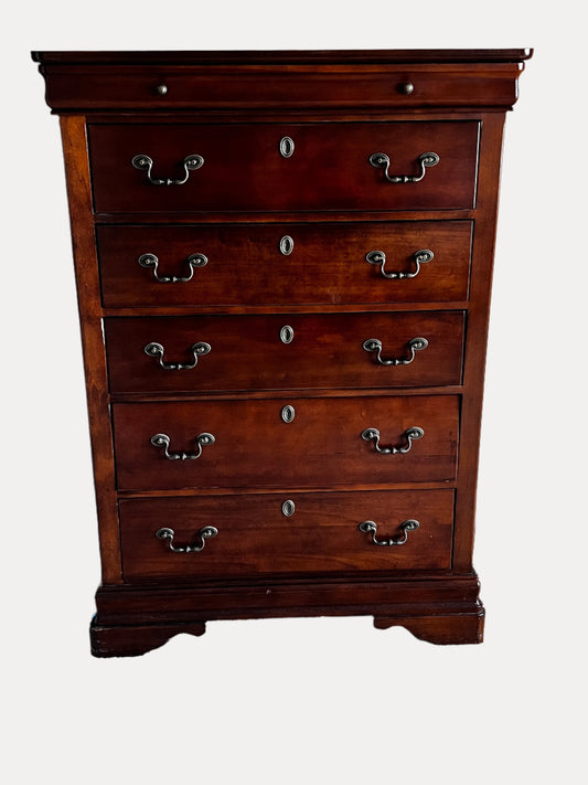 5 Drawer Dark Wood Tall Boy Dresser Chest VV261-7