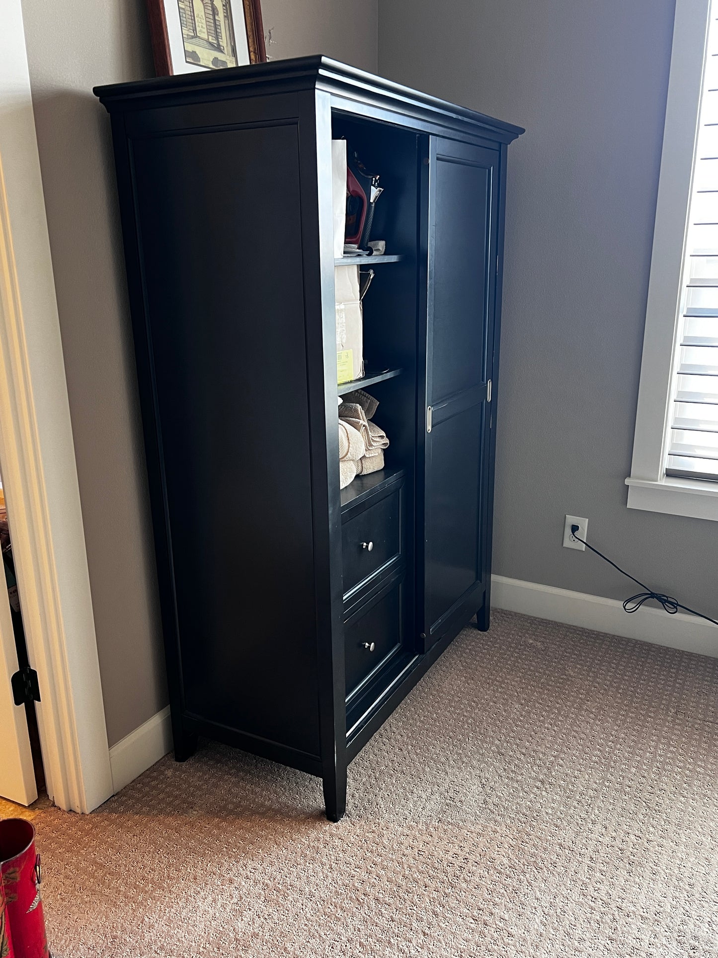 Black Bedroom 5 Drawer Sliding Storage Closet Dresser Armoire Cabinet VV261-8