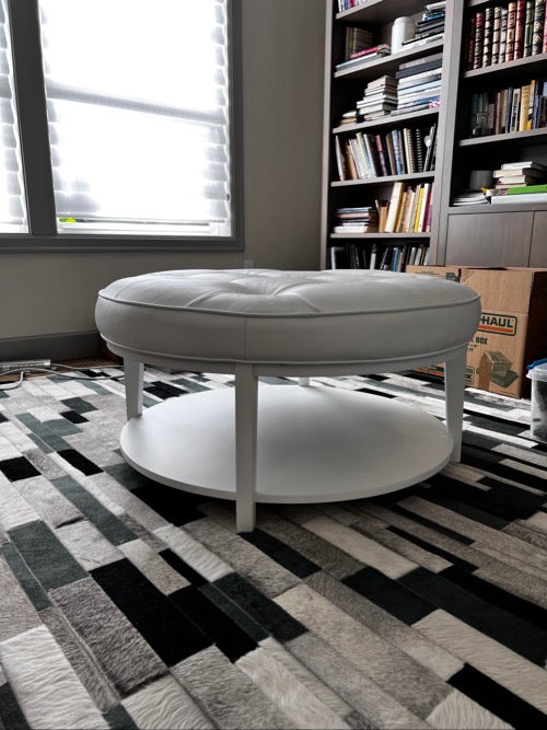 Norwalk Mikala White Leather Ottoman w/White Base JS188-37