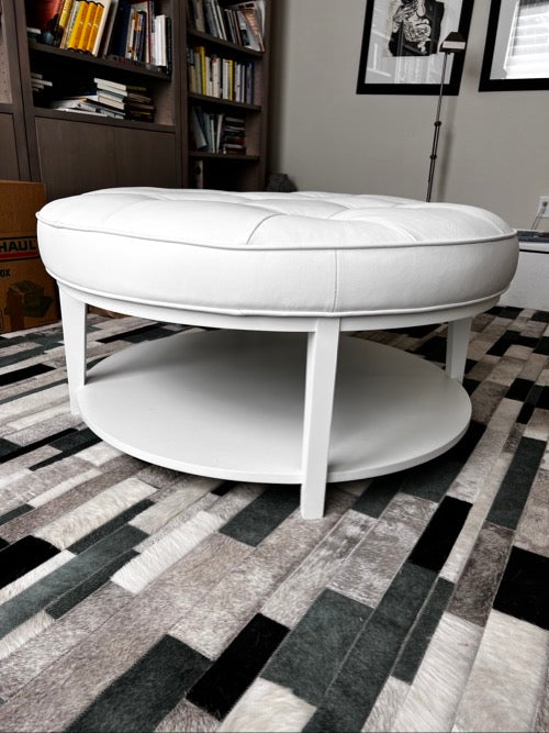 Norwalk Mikala White Leather Ottoman w/White Base JS188-37