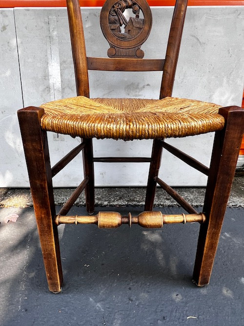 Set of 6 Napoleonic Style Hand Carved Rush Seat Dining Chairs JG264-6