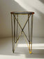 Glass Round Top Gold Base Side  Art Deco Table w/Hairpin Metal Legs JG264-8