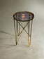 Glass Round Top Gold Base Side  Art Deco Table w/Hairpin Metal Legs JG264-8