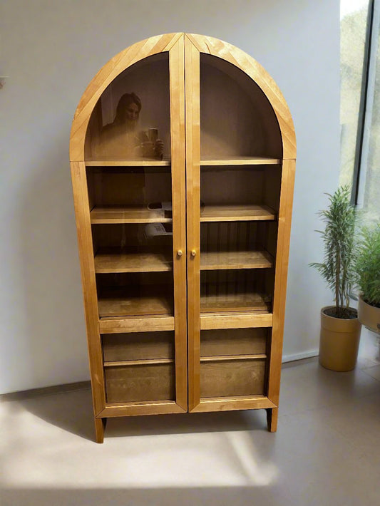 Mason Bentwood Arch Top Glass Front Storage Cabinet RN268-1