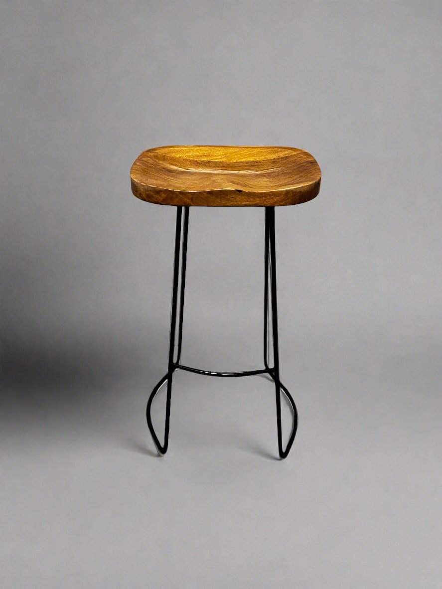 Wood Bar Stool w/Black Metal Base RN268-3