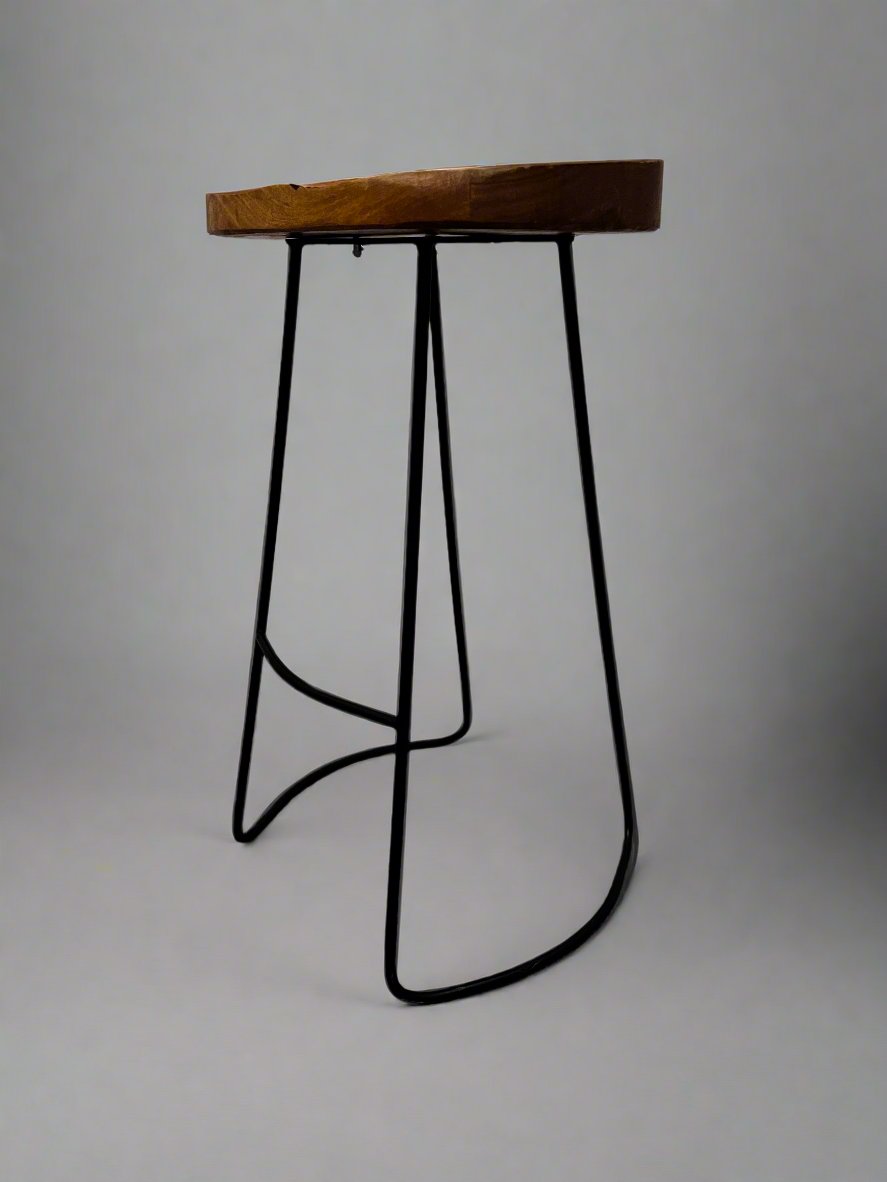 Wood Bar Stool w/Black Metal Base RN268-3