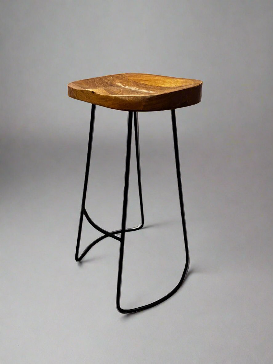 Wood Bar Stool w/Black Metal Base RN268-3