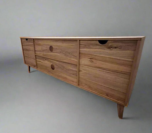 Oak Wood Console w/Woven Rattan Doors RN268-5