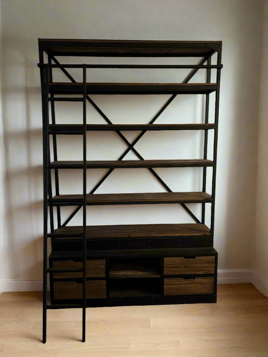 Urban Home Oversized Bookcase w Storage Loft Library w/Ladder RN268-7