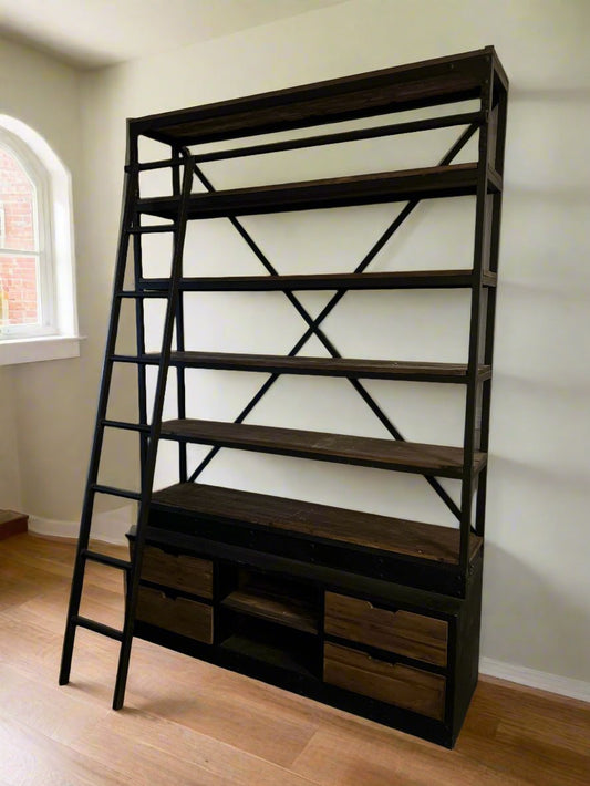 Urban Home Oversized Bookcase w Storage Loft Library w/Ladder RN268-7