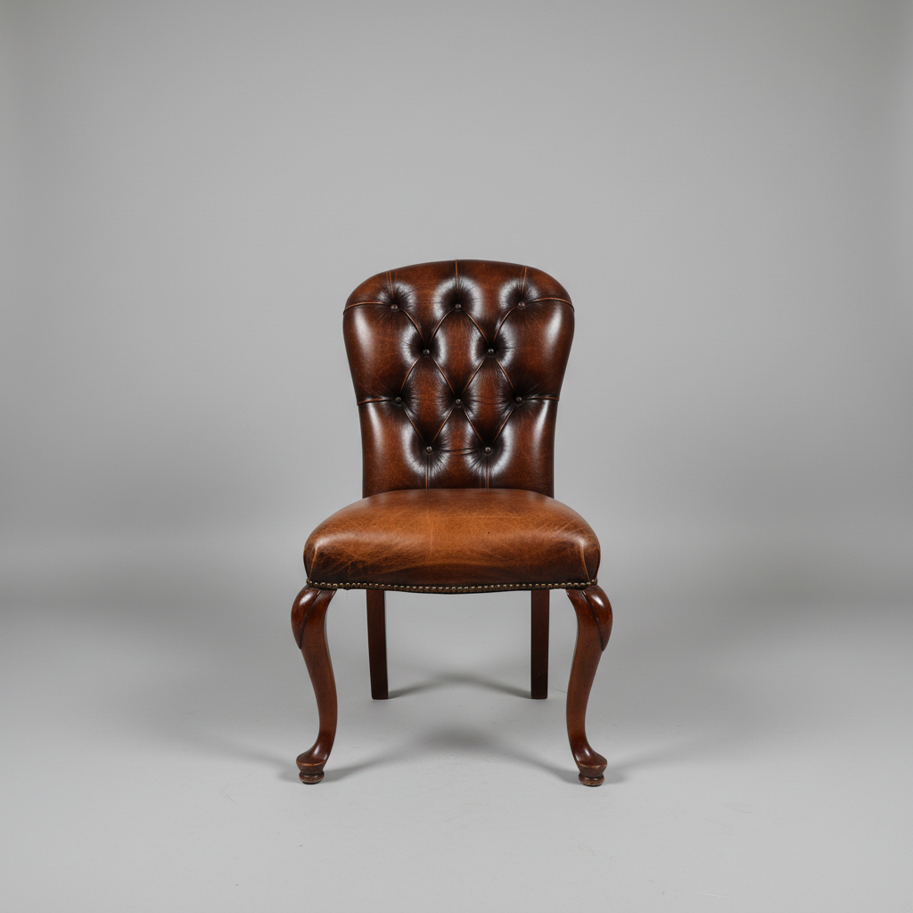 Set of 6 BrownLeather Tufted back Chairs PD138-9
