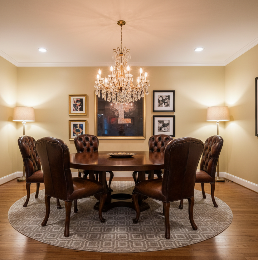 Set of 6 BrownLeather Tufted back Chairs PD138-9