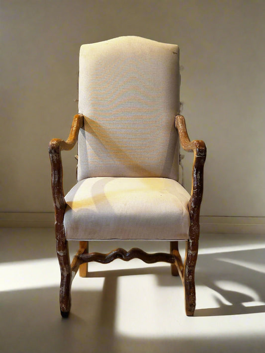 Set of 2 Carved Open Arm Chairs w/ Stretcher Base BG273-9
