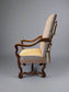Set of 2 Carved Open Arm Chairs w/ Stretcher Base BG273-9
