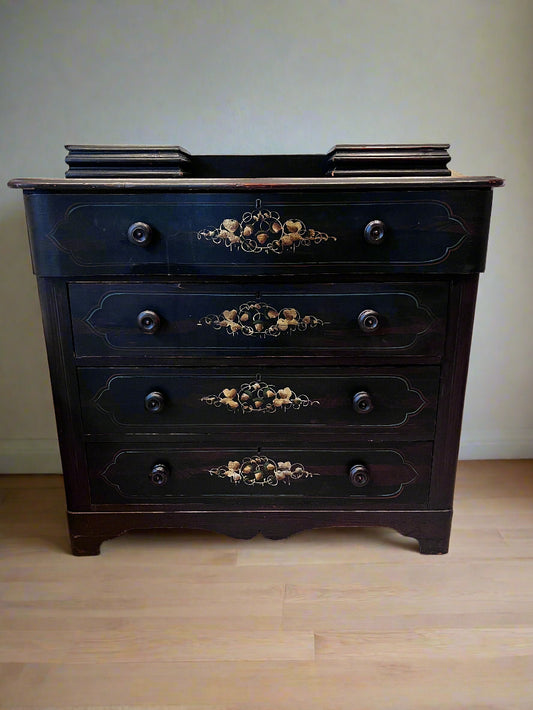 Antique 4 Drawer hand Painted Dresser w/2 Small Storage Compartments BG273-10