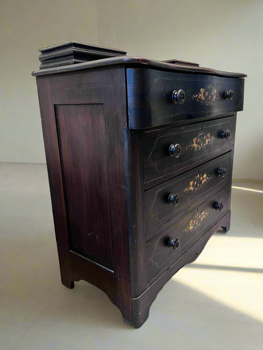 Antique 4 Drawer hand Painted Dresser w/2 Small Storage Compartments BG273-10